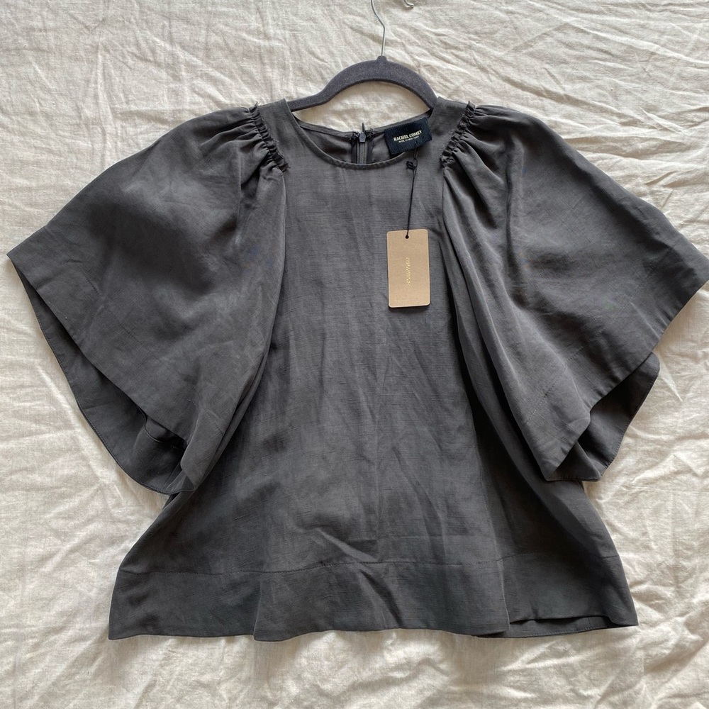 SALE*** NWT Rachel Comey Ravine Silk Linen Top Charcoal Gray Sz 4